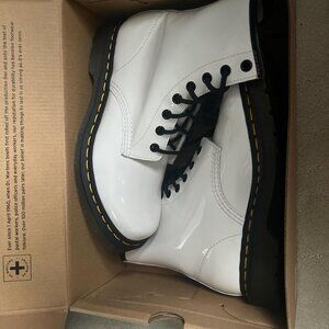 White glossy Dr. Martens